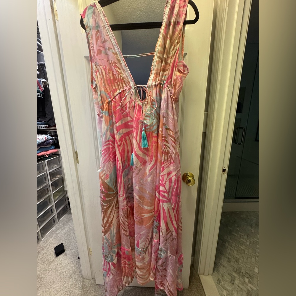 Tropical Pink and Orange Beach Cover Up